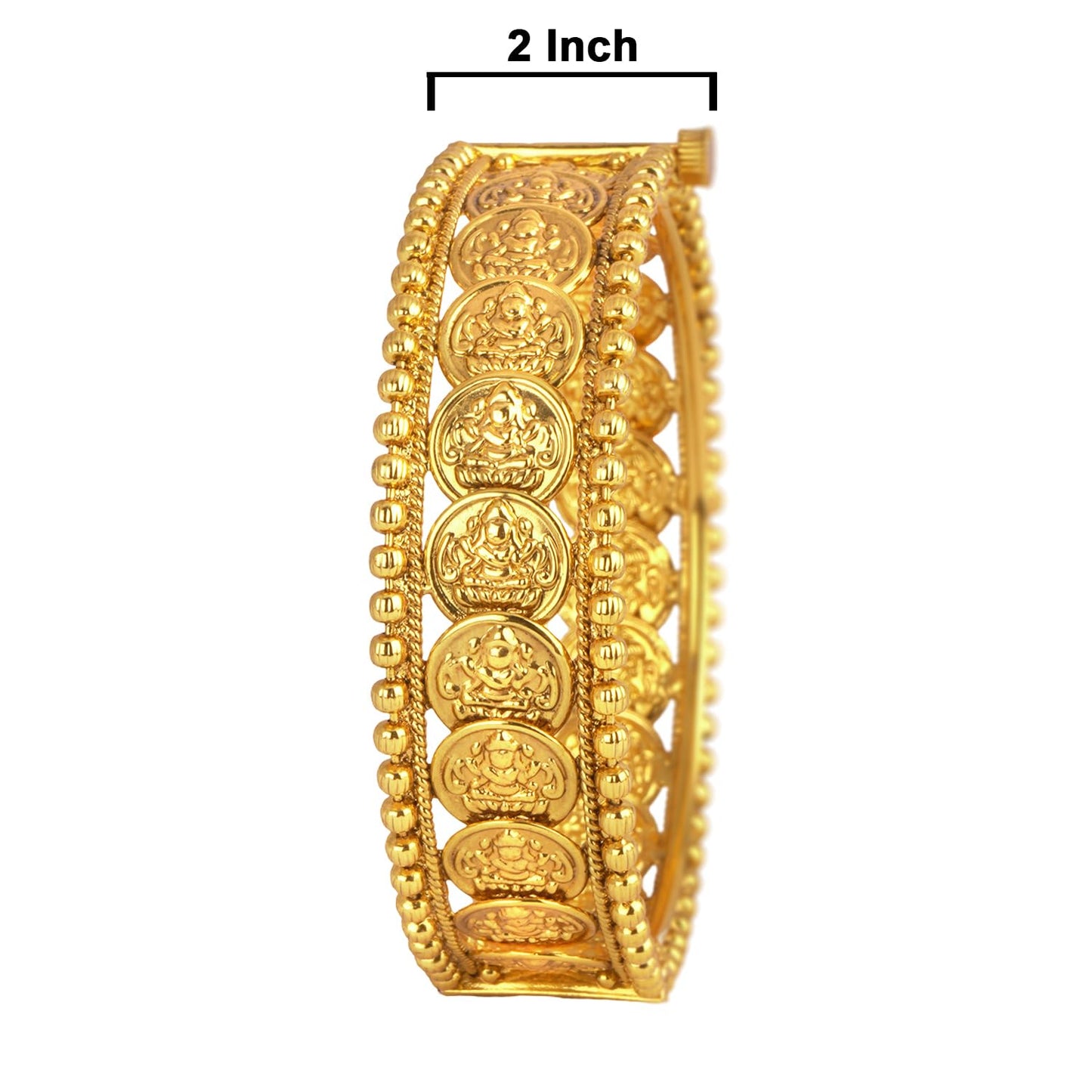 Temple 1G Gold Plated Laxmi Coin Openable Kada