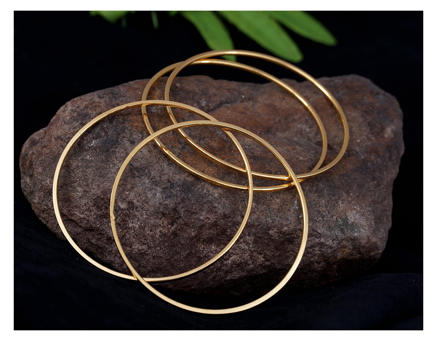 One Gram Micro Gold Plated Bangle Set Gold (Ste Of 4-26)