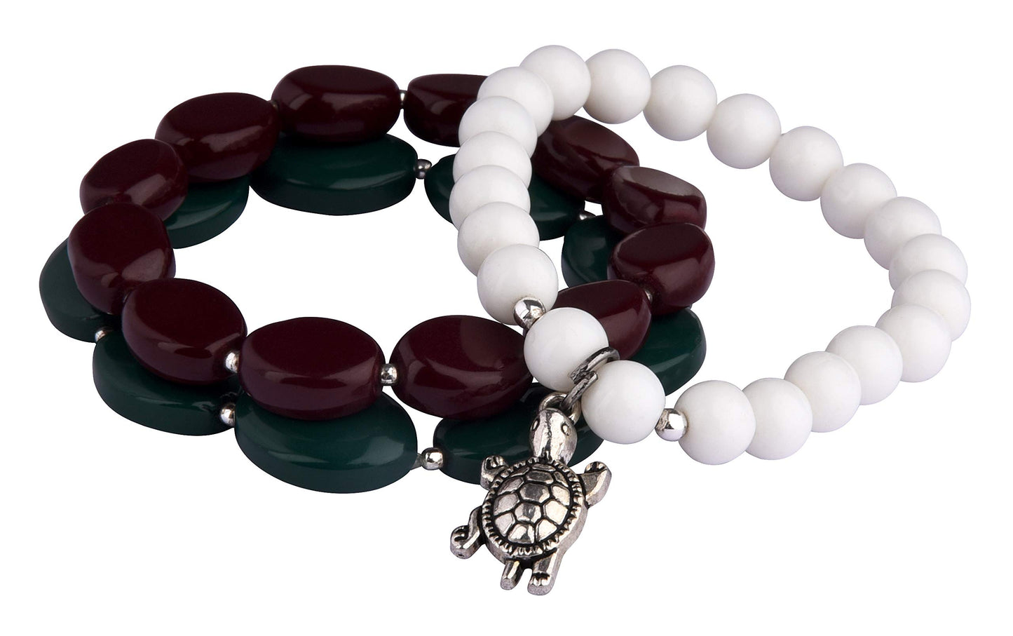 Handcrafted Turtle Rakhi Set – White Onyx & Maroon-Green Agate Combo