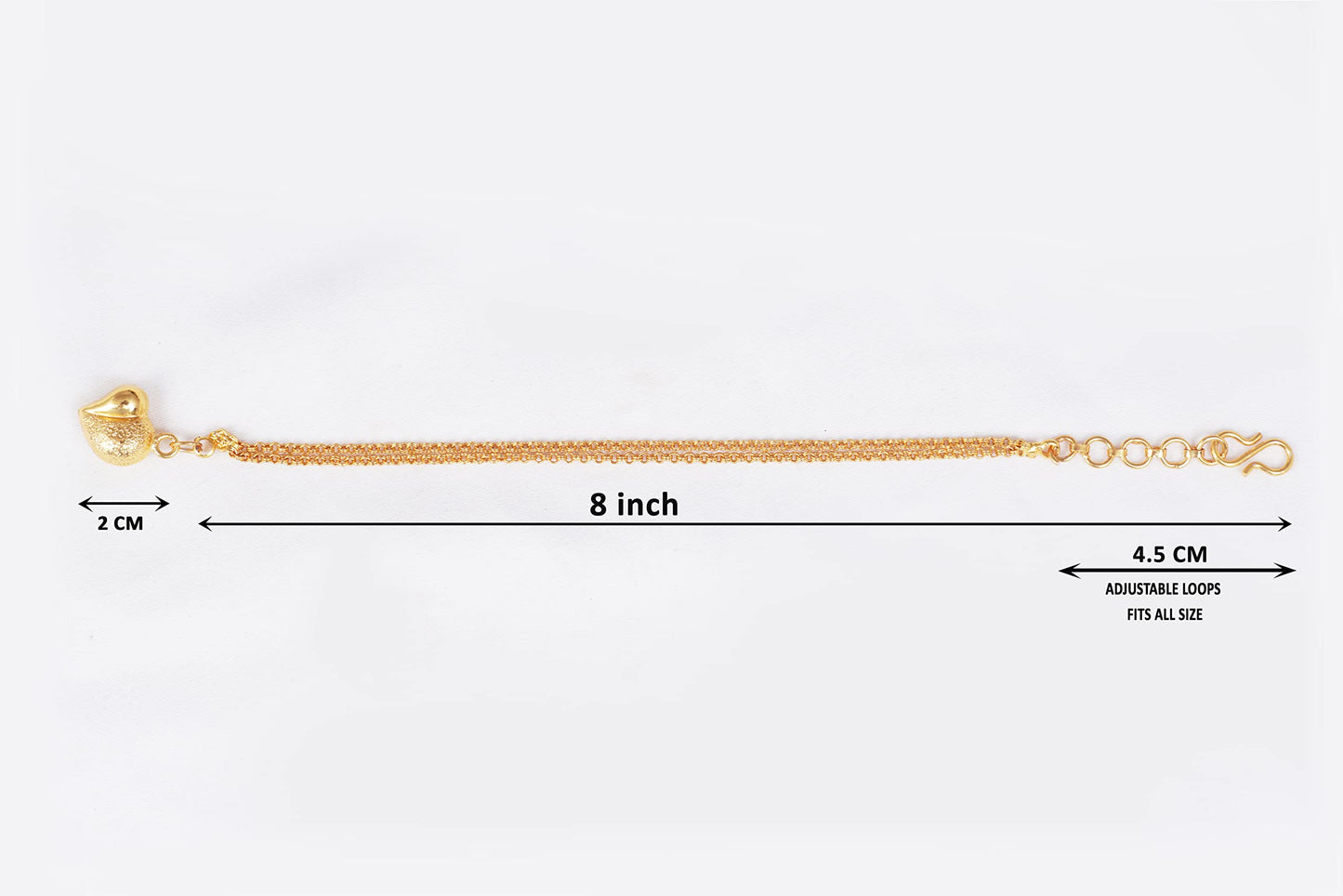 Heart Dangler Bracelet – Gold-Plated Adjustable Chain Gift for Her