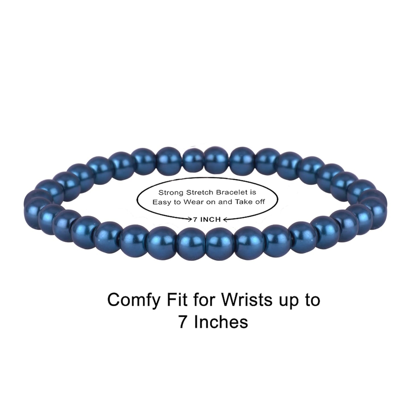 Premium Pearl Bracelet Set – Light Grey, Metallic Blue & Off-White