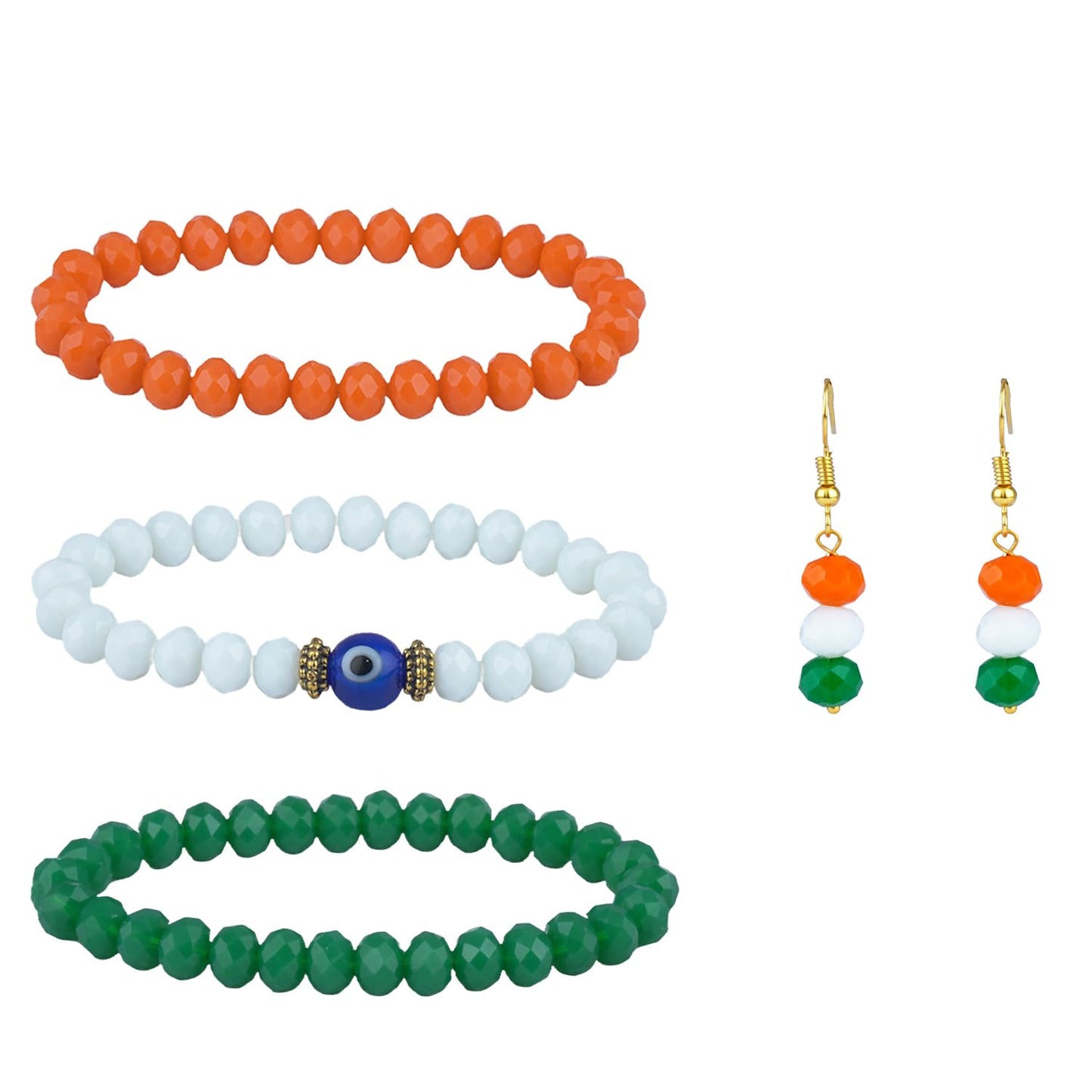 Tricolour 3-Piece Bracelet & Earring Set – Independence Day Special