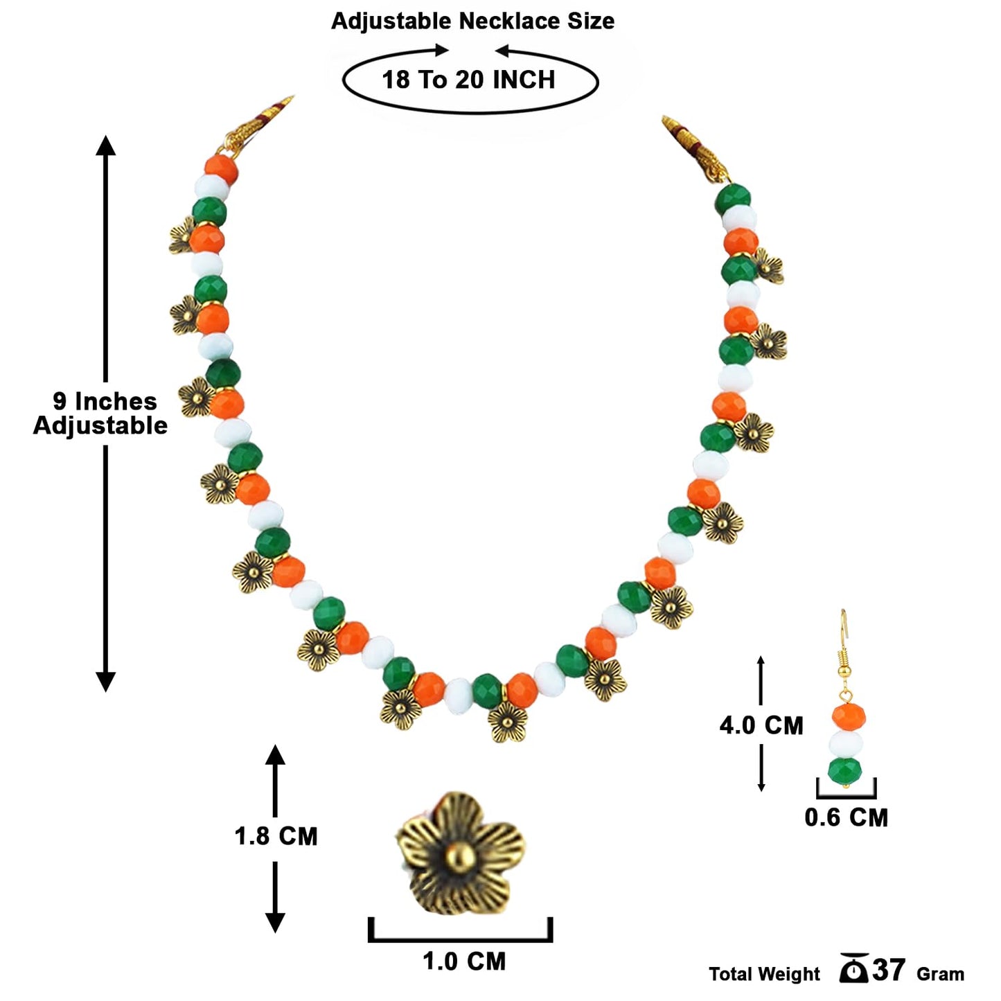 Forless Tri Color Necklace Set Bracelet Handmade For Independence Day/Republic Day