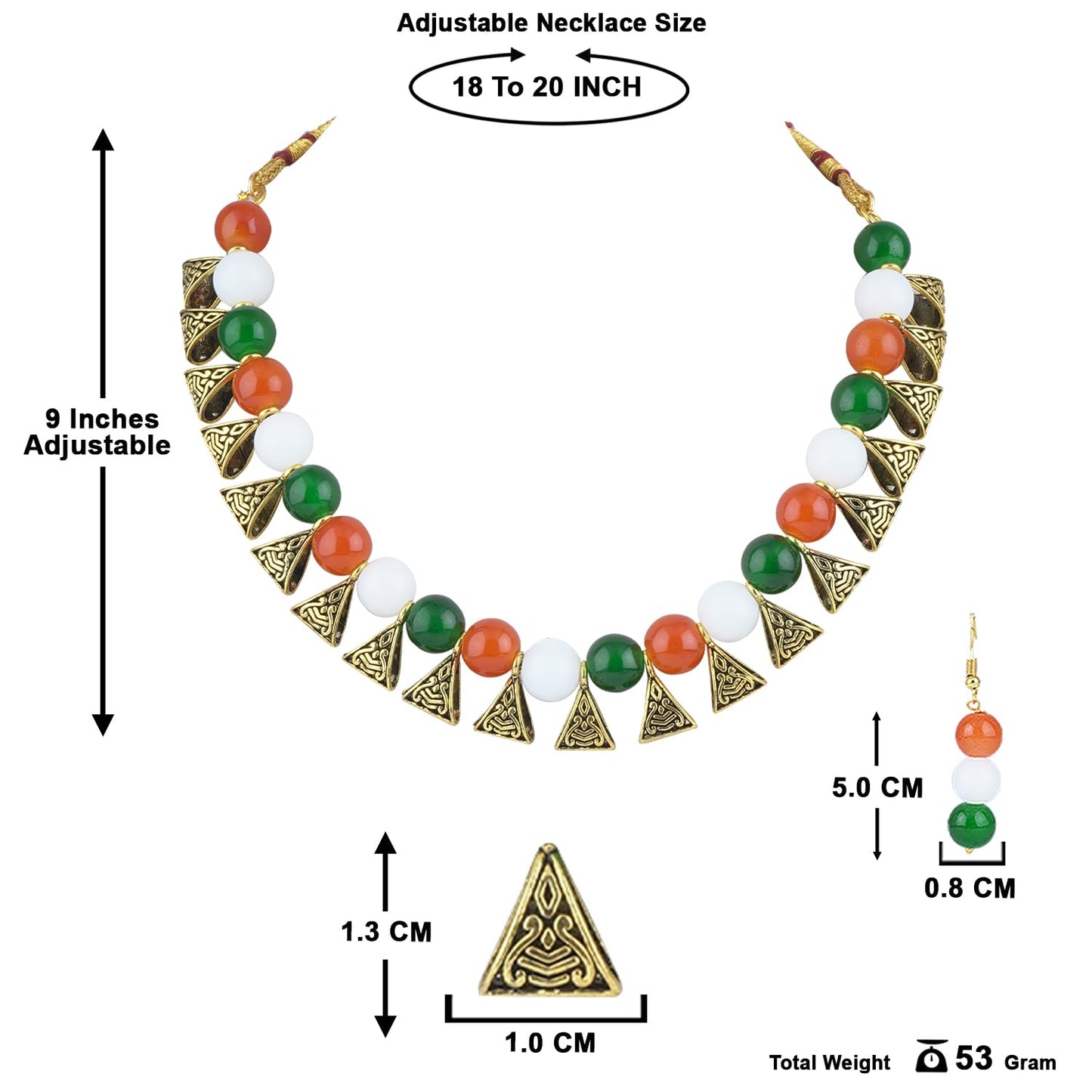 Fancy Tricolour Necklace & Bracelet Set – Independence Day Special
