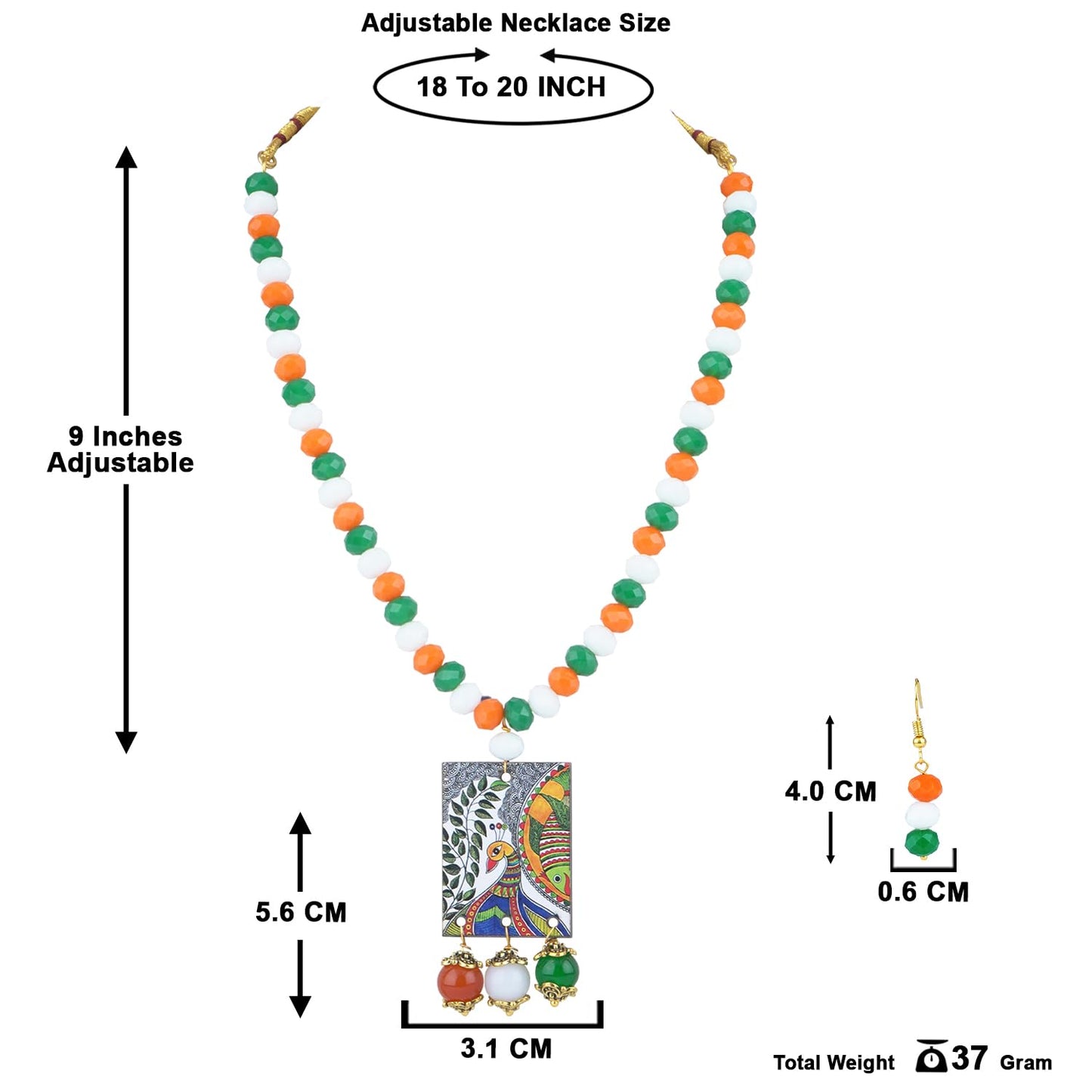 Tri-Colour Peacock Necklace & Bracelet Set – Independence Day Special