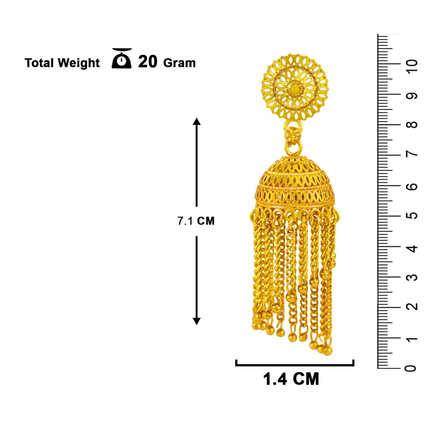 Premium Long Jhumka Dangler Earrings – Elegant Gold-Plated Traditional Design