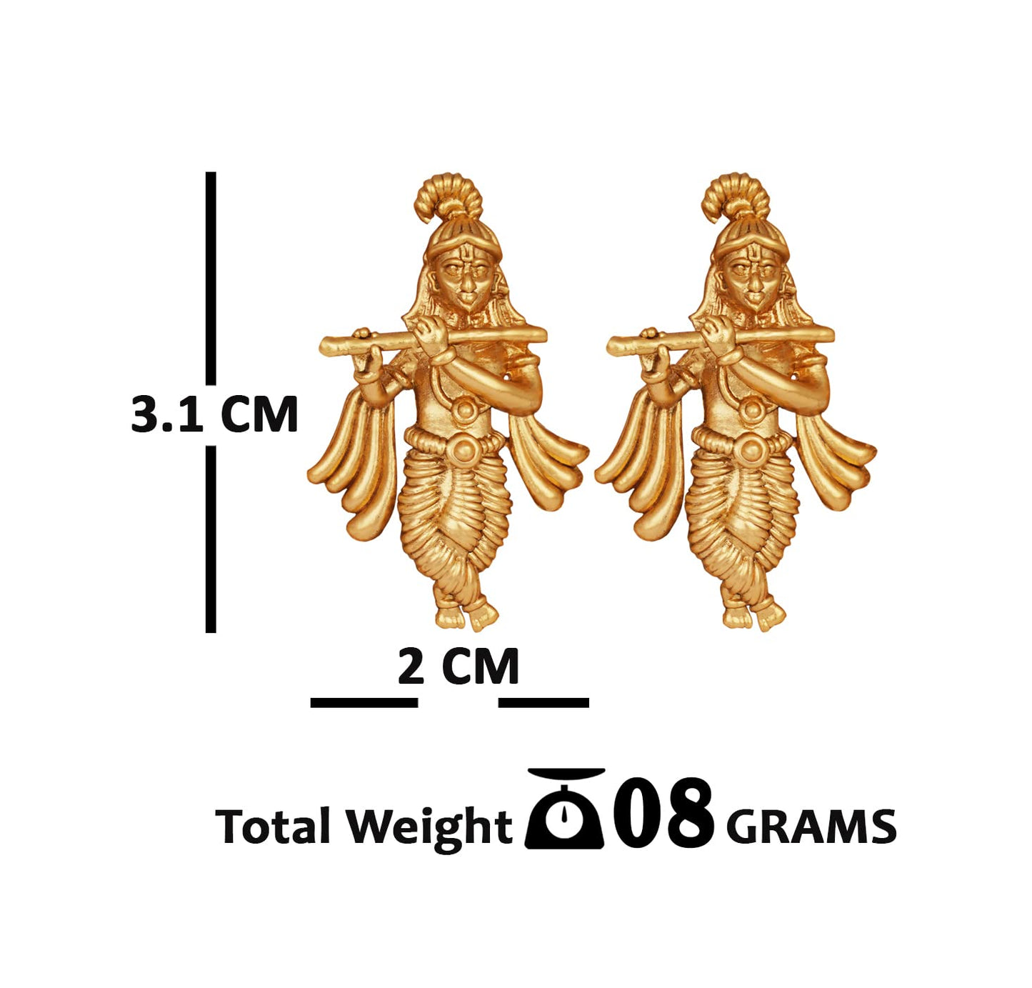One Gram Gold Plated Indian Temple Lord Krishna Antique Earring