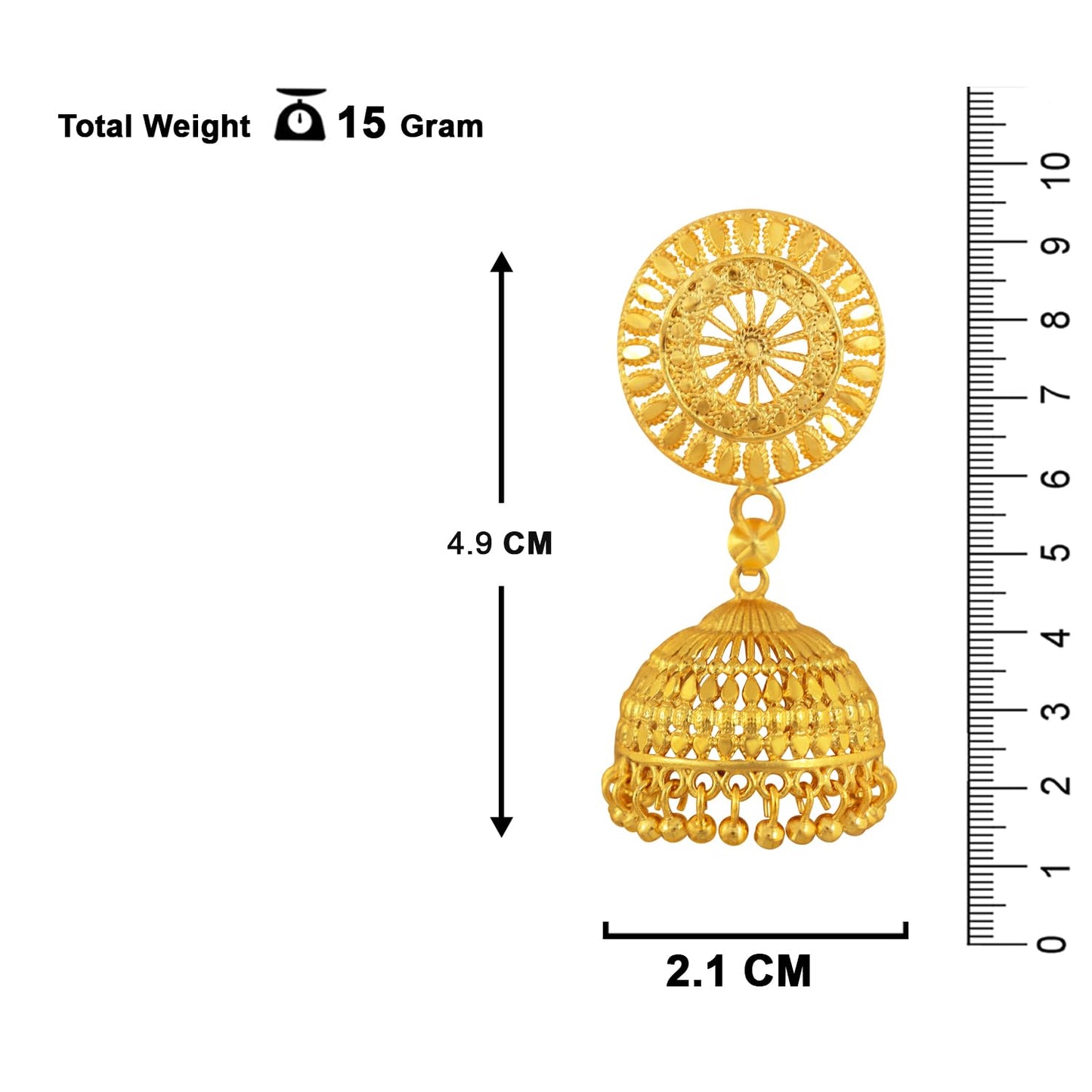 Able Gold Plated Jhumki With Gold Bead Drop Earrings .