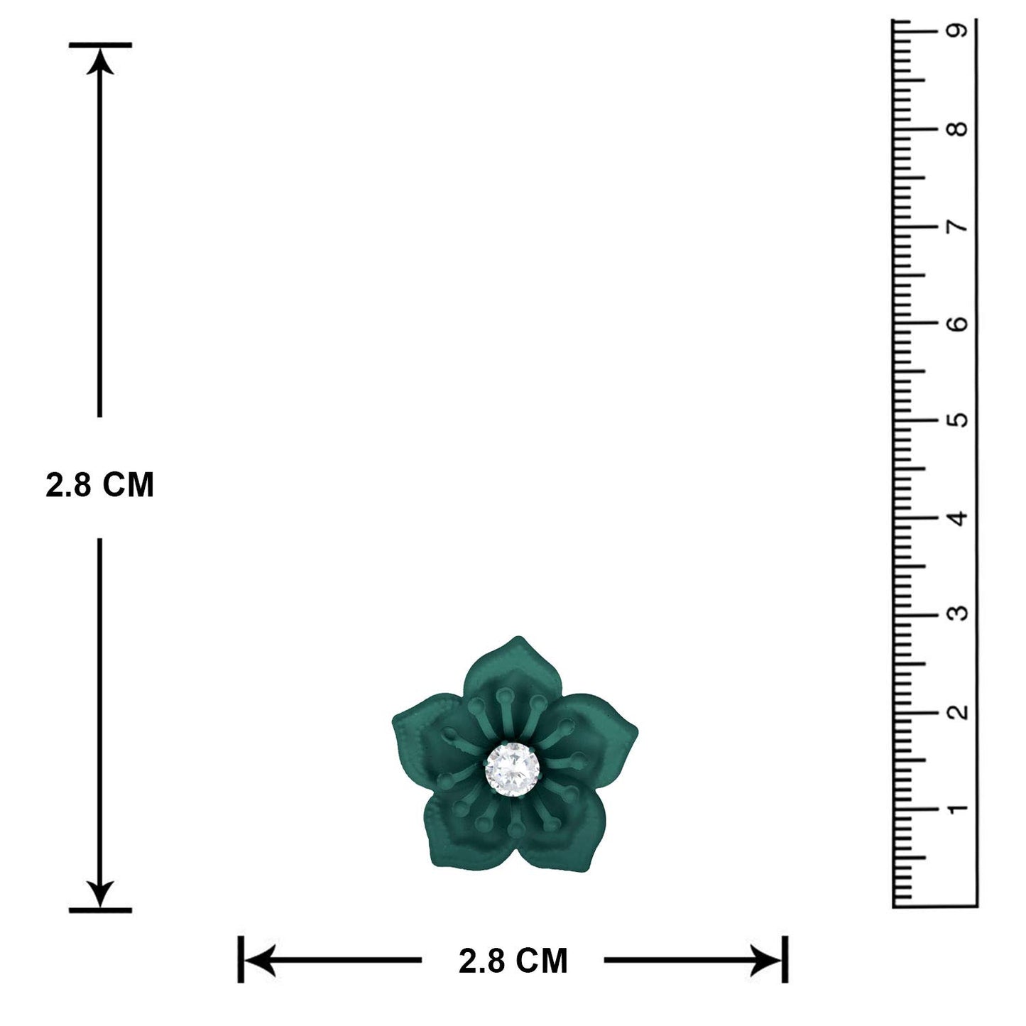 Floral Solitaire American Diamond Earrings – Green Matte Rubber Finish