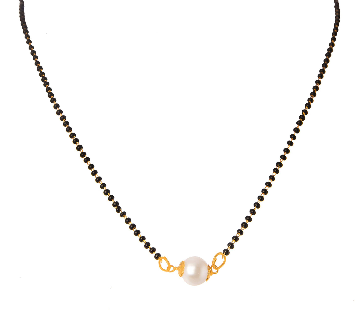 One Gram Gold Plated Pearl Design Mangalsutra Black Beaded Chain