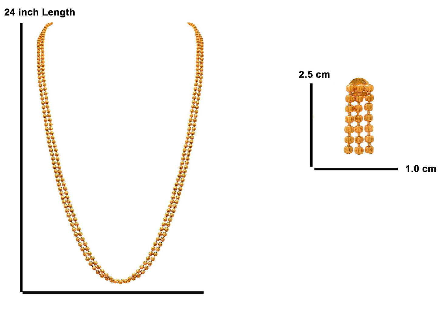 One Gram Gold Plated Bead Long Necklace Set With Earring .
