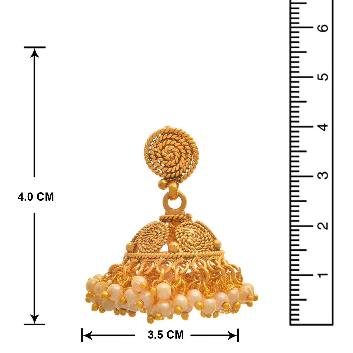 - One Gram Gold Plated Spiral Pearls Long Necklace Set 'S.