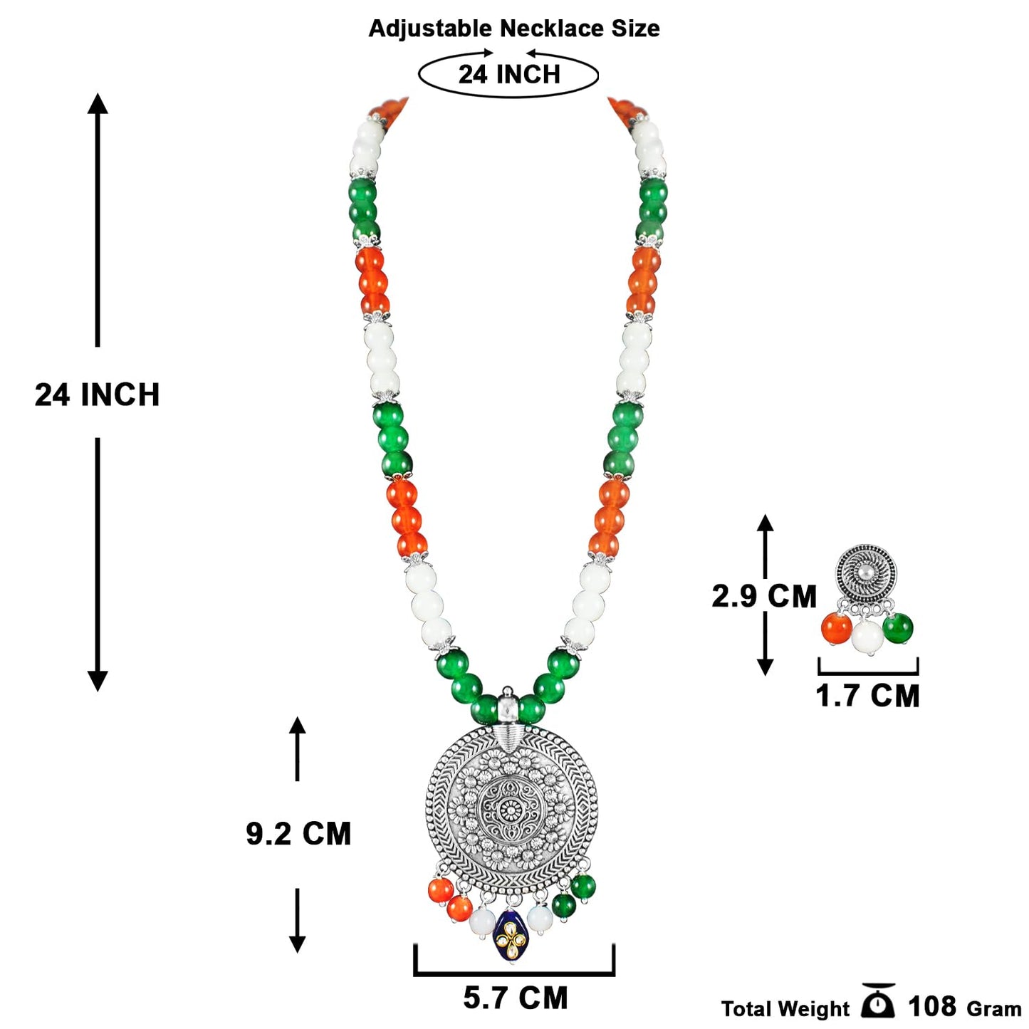 Tri Color Necklace Set Handmade Patriotic For Independence Day/Republic Day .