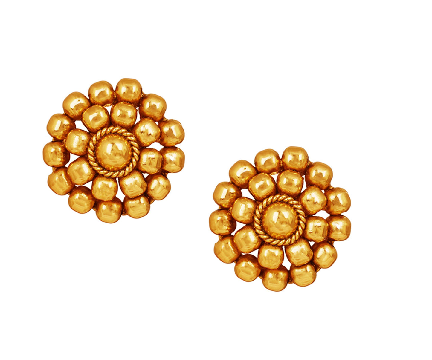 One Gram Gold Plated Beaded Maharashtrian Looks Patta Necklace Set With Stud Earring .