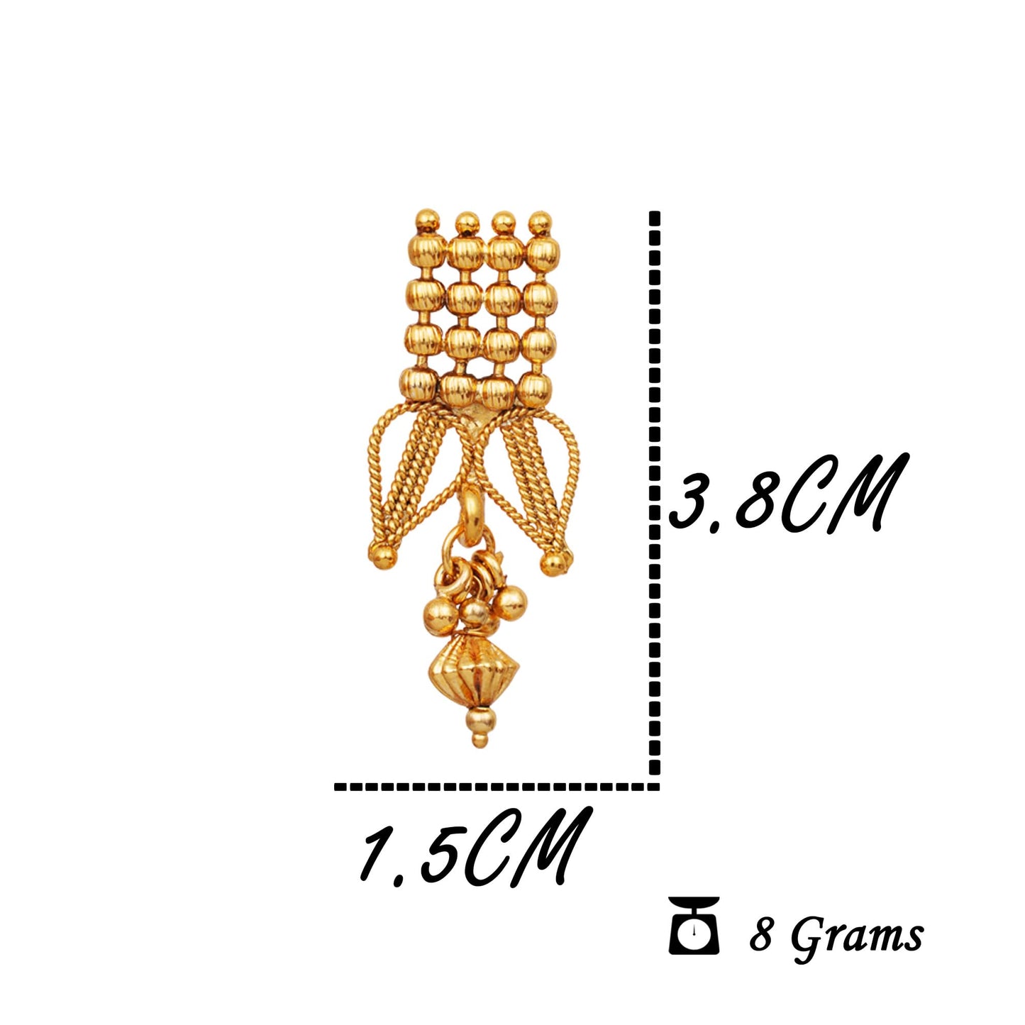 One Gram Gold Plated Drop Shape Design Necklace Set With Adjustable Thread