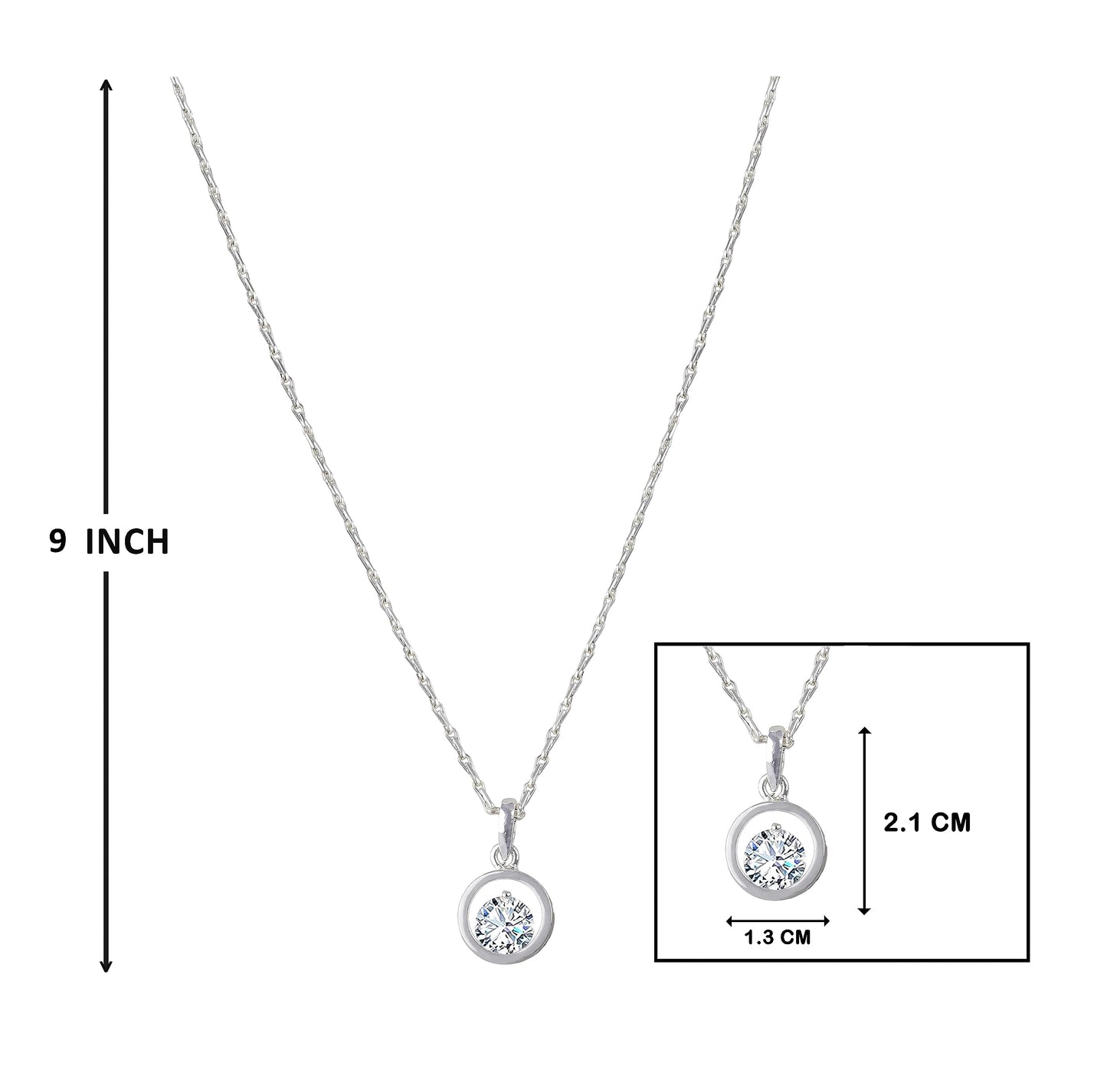 Silver Plated Heart Solitaire Pendant Necklace with CZ Stone – Romantic Gift for Her