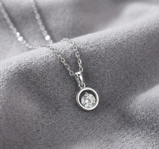 Silver Plated Heart Solitaire Pendant Necklace with CZ Stone – Romantic Gift for Her