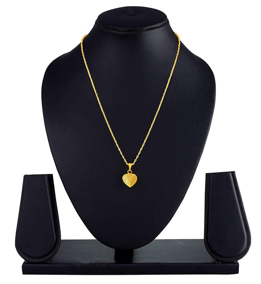 Romantics Day Ideafor Herwomen Wifegirlfriendloverfiancecrush Handmade One Gm Gold Plated Heart Shape Pendant With Chain