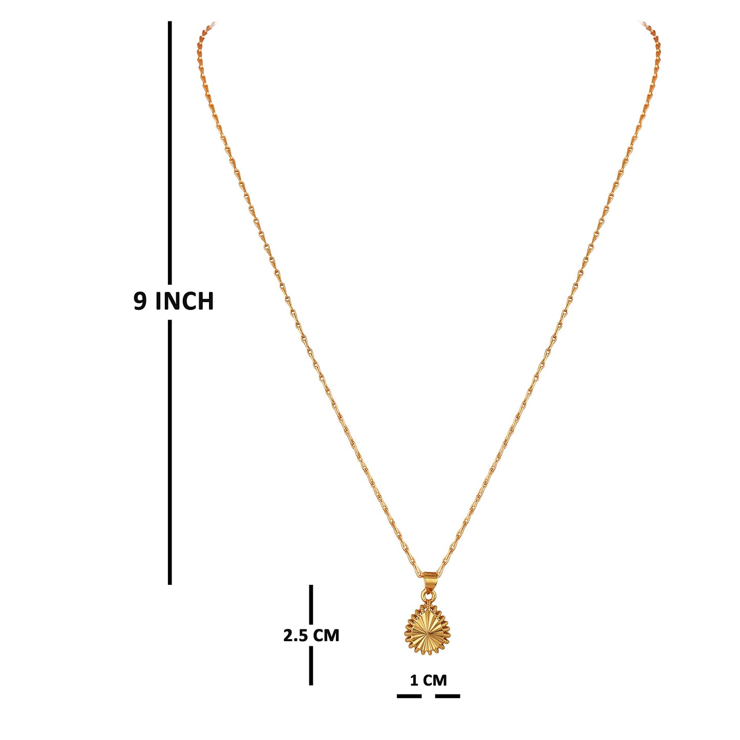 Able Gold Plated Drop Shape Pendant And Chain - Love