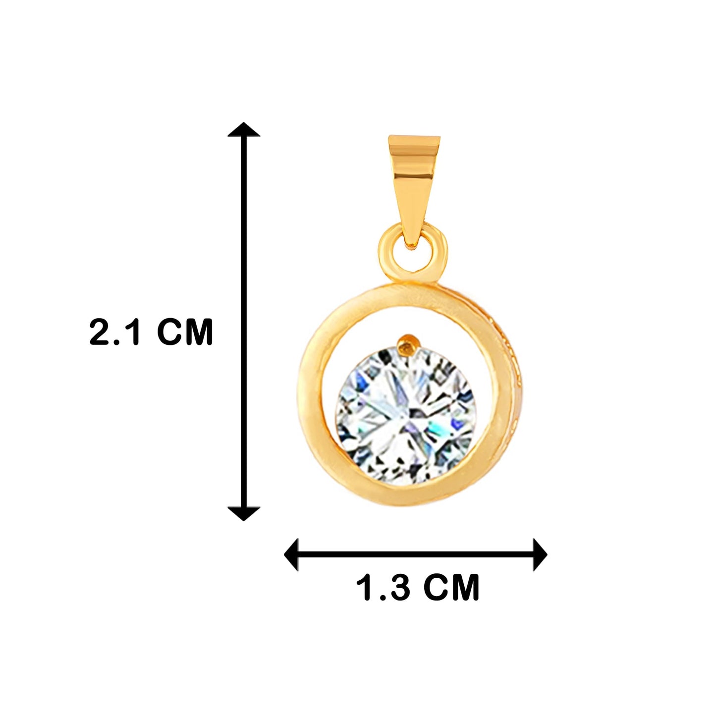 Western Gold Plated Cubic Zircon Center Solitaire Pendant With Chain .
