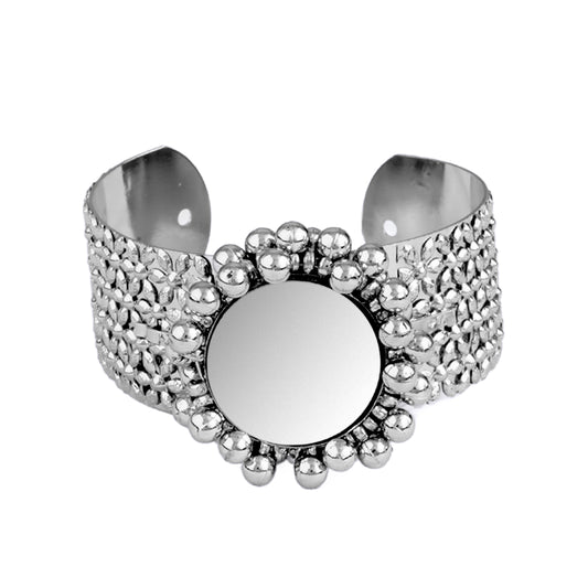 JFL - Jewellery for Less Stylish Silver Plated Mirror Work Adjustable Kada for Women And Girls.(Navratri Special)