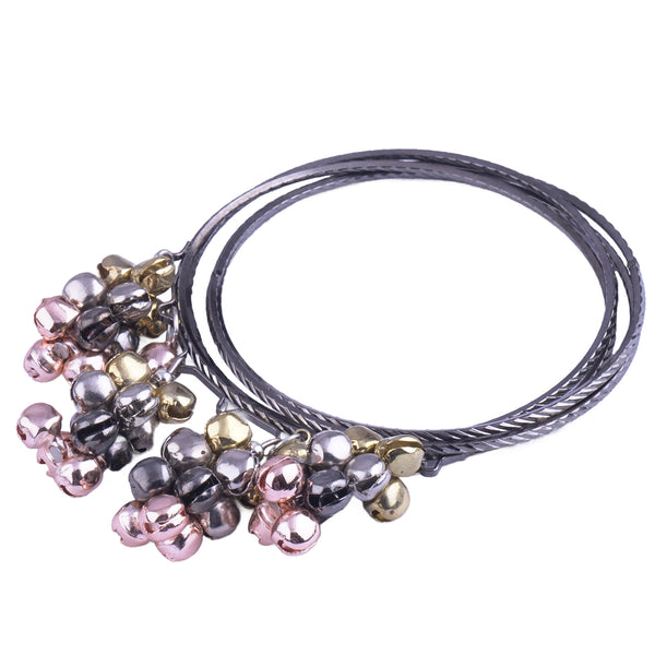 JFL - Jewellery for Less Stylish Silver Plated Ghungroo Drop Bangle for Women and Girls (Navratri Special) Size : 2.6