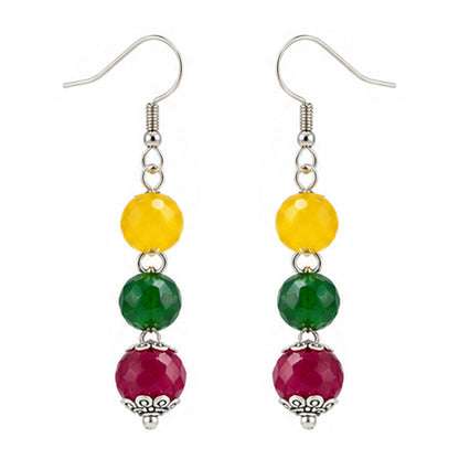 JFL - Jewellery for Less Oxidized German Silver Peacock Pendant Multicolour Beaded Necklace and Earrings with Bracelet Set for Women & Girls | Navratri Special Ethnic Jewellery Set