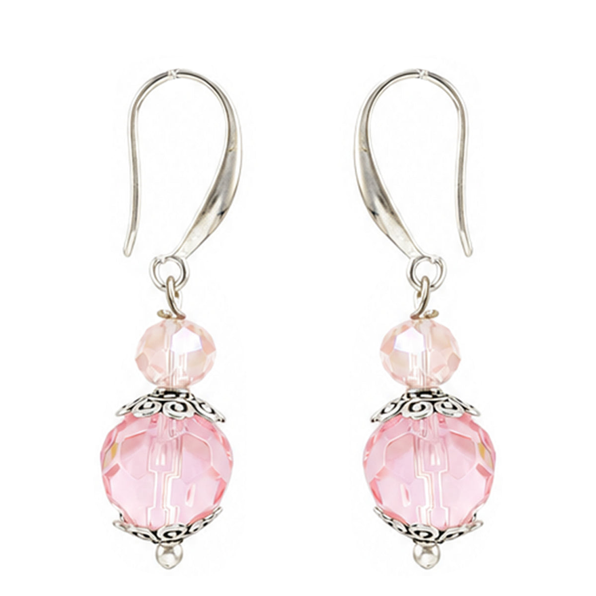 JFL - Jewellery for Less Oxidized German Silver Twin Peacock Pendant Pink Crystal Beads Necklace with Earrings Set for Women | Antique Silver Design Jewellery Set | Navratri Special Traditional Jewellery