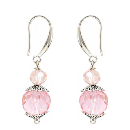 JFL - Jewellery for Less Oxidized German Silver Twin Peacock Pendant Pink Crystal Beads Necklace with Earrings Set for Women | Antique Silver Design Jewellery Set | Navratri Special Traditional Jewellery