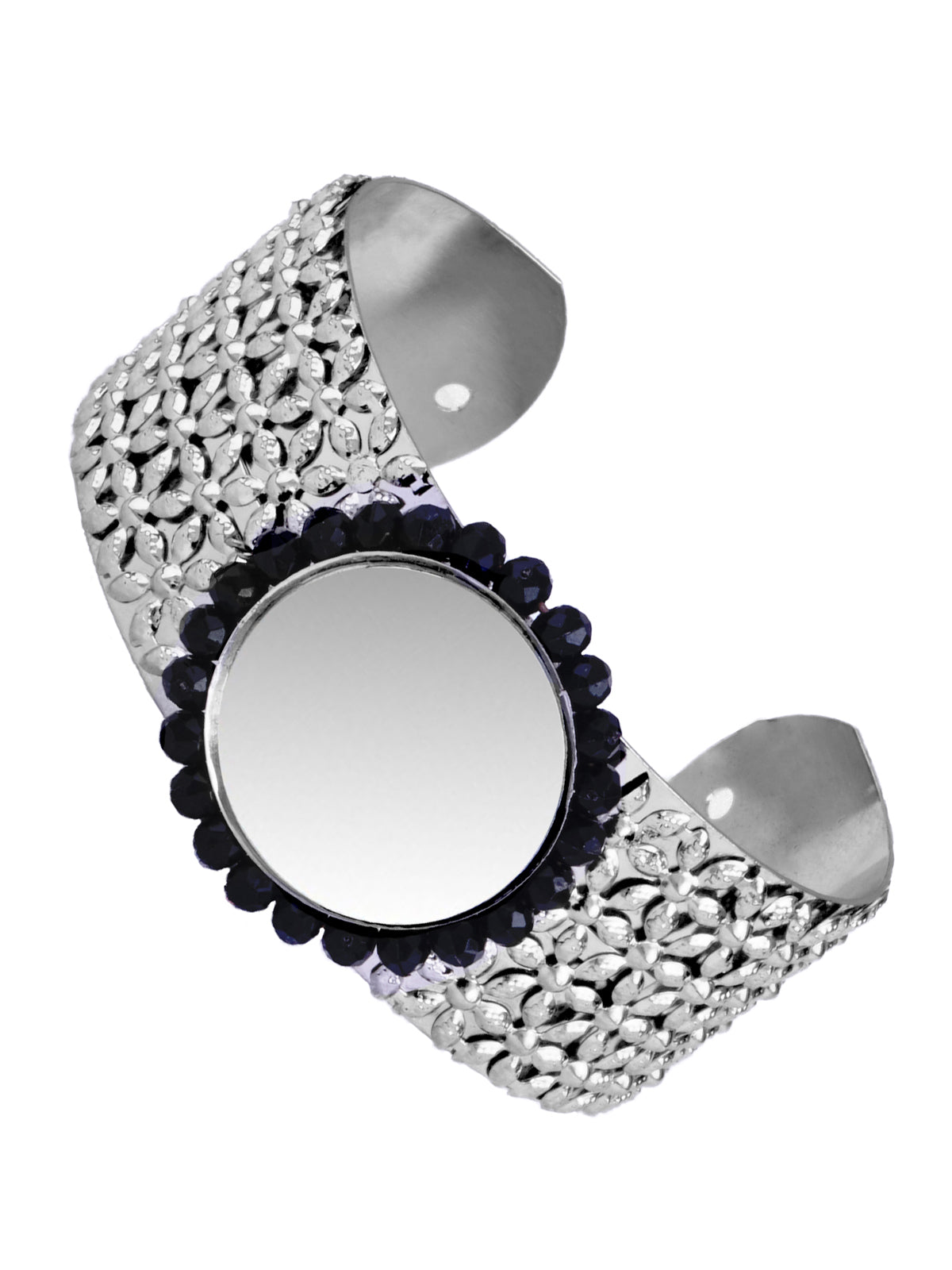 JFL - Jewellery for Less Stylish Silver Plated Mirror Work Adjustable Kada for Women And Girls.(Navratri Special)