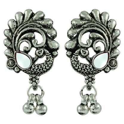 JFL - Jewellery for Less Oxidised Choker Necklace Earrings Bracelet Set with Floral & Paisley Motifs & Bead Accents – Traditional Jewellery for Women & Girls – Navratri, Garba, Wedding & Party Use
