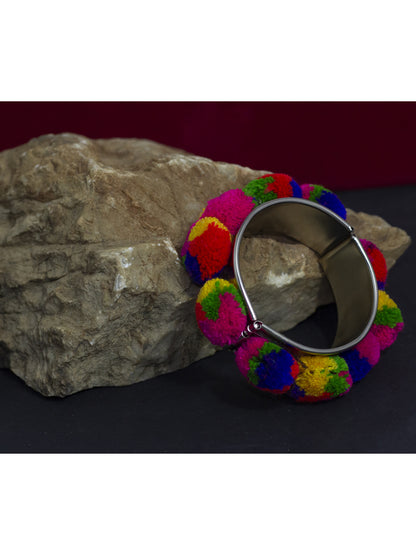 JFL - Jewellery for Less Garba Navratri Multicolor Pom Pom Adjustable Kada for Women and Girls(Navratri Special)