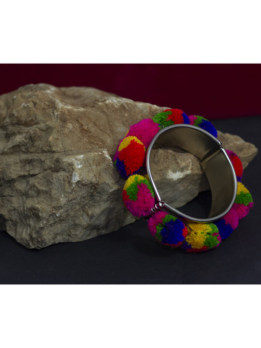 JFL - Jewellery for Less Garba Navratri Multicolor Pom Pom Adjustable Kada for Women and Girls(Navratri Special)
