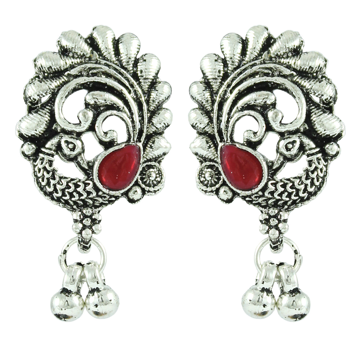 JFL - Jewellery for Less Traditional Oxidized Multicolor Stone Peacock Choker Necklace Set with Multicolor Beaded Bracelet for Women & Girls (Navratri Special)