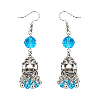 JFL - Jewellery for Less Navratri Turquoise Blue Crystal Beaded Necklace Earring with Bracelet Set for Women | Oxidized German Silver Goddess Pendant | Traditional Ethnic Jewellery for Festive & Wedding