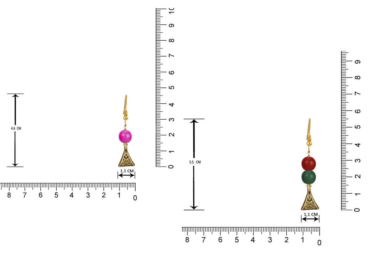 JFL - Jewellery for Less Gold Plated Fashion German Oxidized and Onyx Beaded Combo of 2 Fancy Necklace Set for Women & Girls (Rani Pink, Multicolor),Valentine