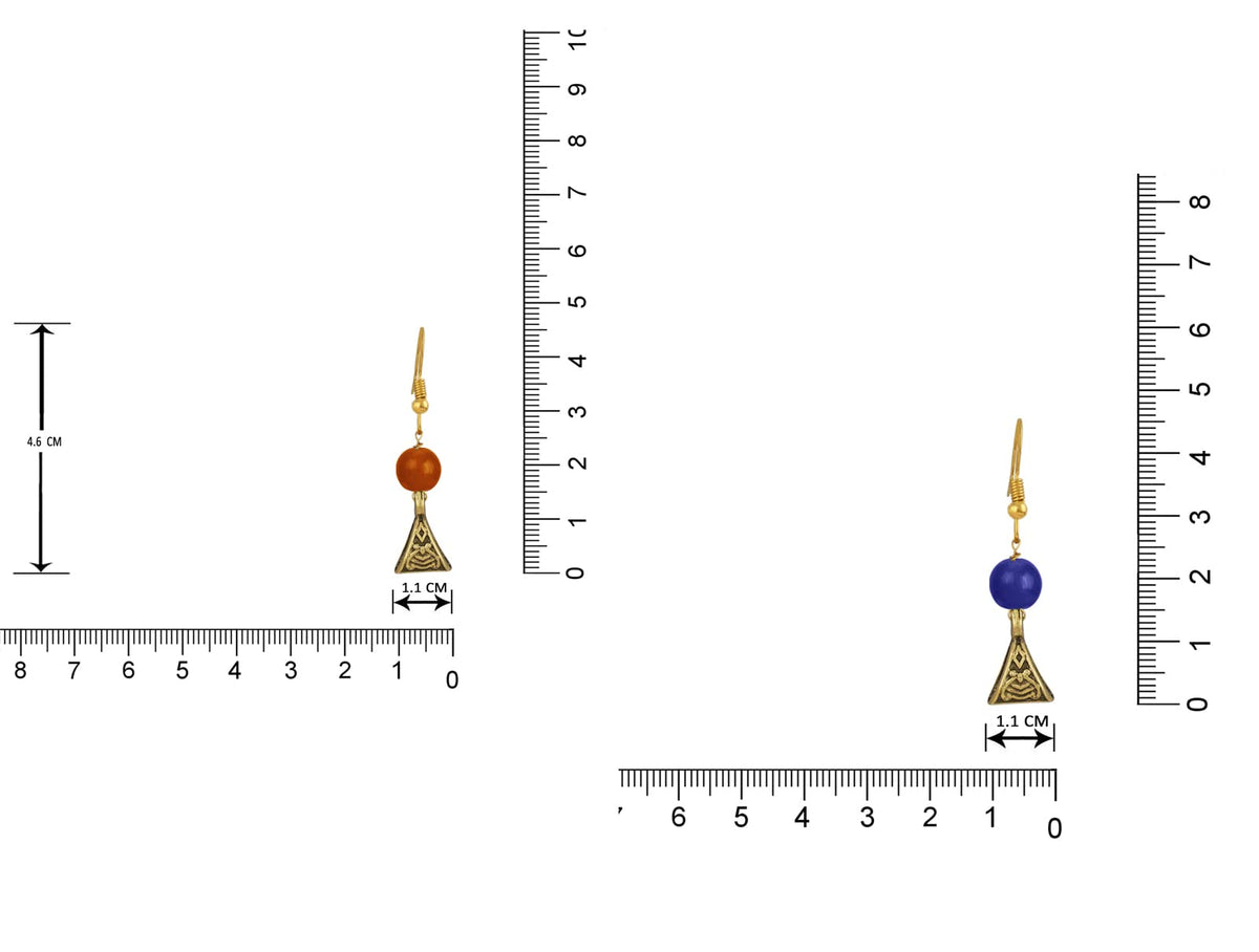 JFL - Jewellery for Less Gold Plated Fashion German Oxidized and Onyx Beaded Combo of 2 Fancy Necklace Set for Women & Girls (Orange, Blue),Valentine