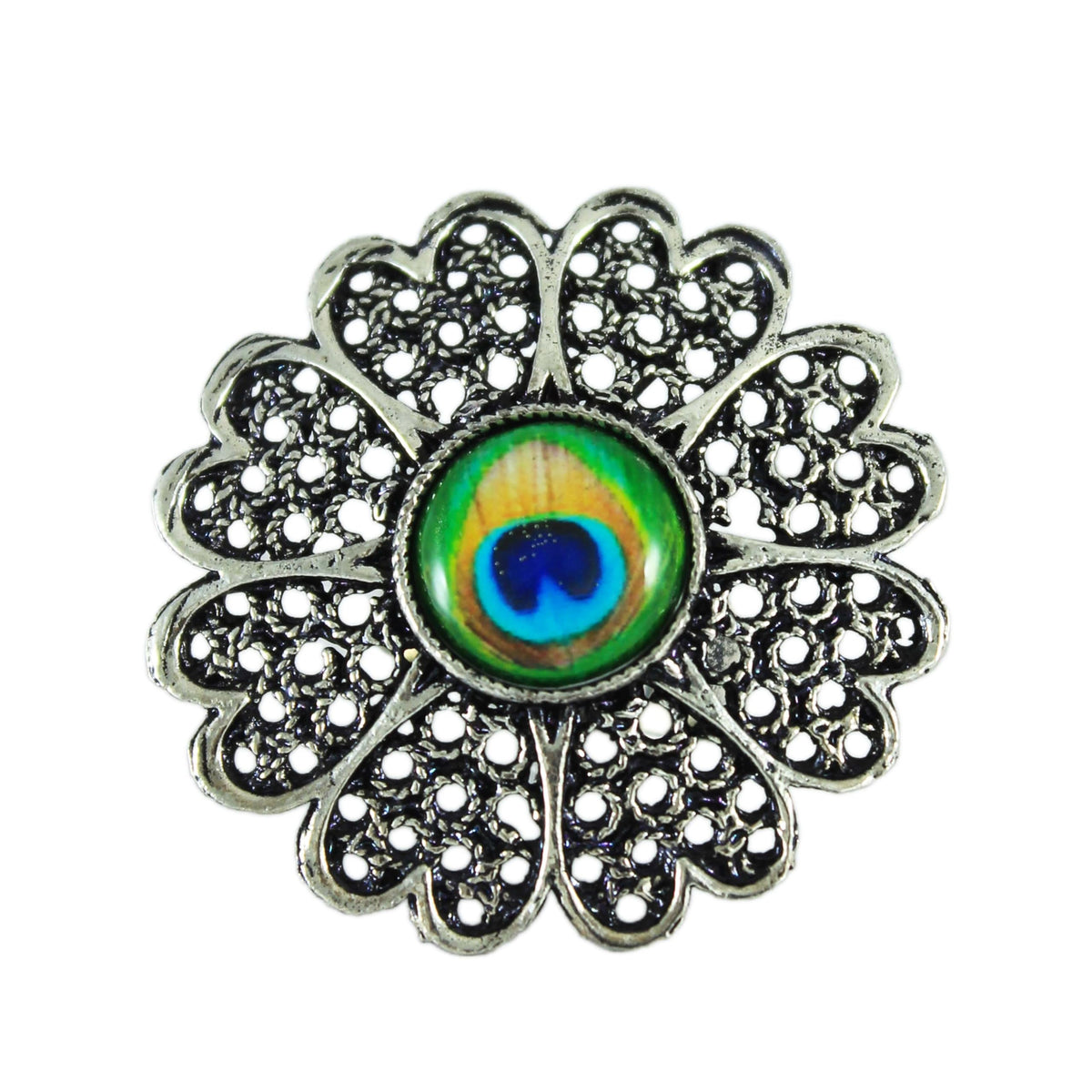 JFL‑Jewellery for Less Oxidised Silver Peacock Motif Jewellery Set – Necklace, Earrings & Finger Ring with Colour Enamel Detailing, Intricate Metalwork & Bead Danglers–Women & Girls – Navratri, Garba