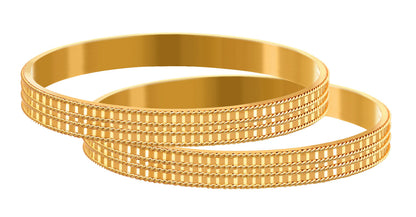 Jfl - Jewellery For Less Golden One Gram Gold Plated Bangle Set For Women & Girls.