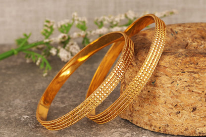 Jfl - Jewellery For Less Golden One Gram Gold Plated Bangle Set For Women & Girls.
