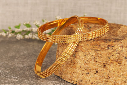 Jfl - Jewellery For Less Golden One Gram Gold Plated Bangle Set For Women & Girls.