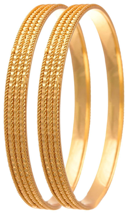 Jfl - Jewellery For Less Golden One Gram Gold Plated Bangle Set For Women & Girls.