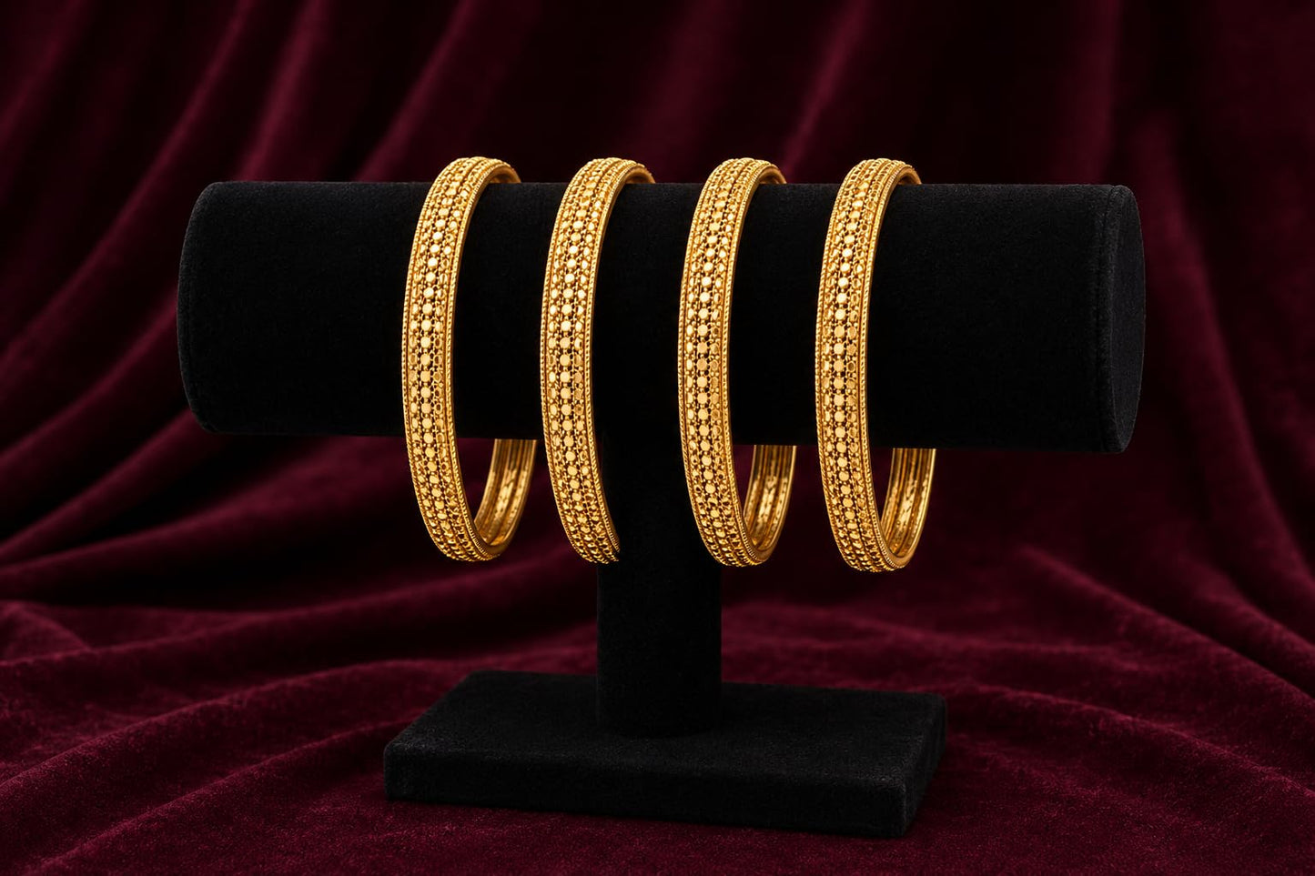 One Gram Gold Plated Bangle Set Of 4 (2.8 Size)