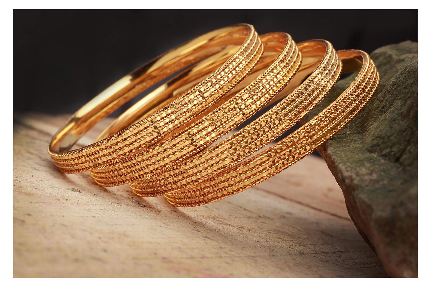 One Gram Gold Plated Bangle Set Of 4 (2.8 Size)