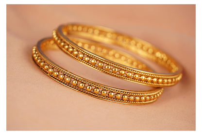 One Gram Gold Plated Golden Bead Bangle Set