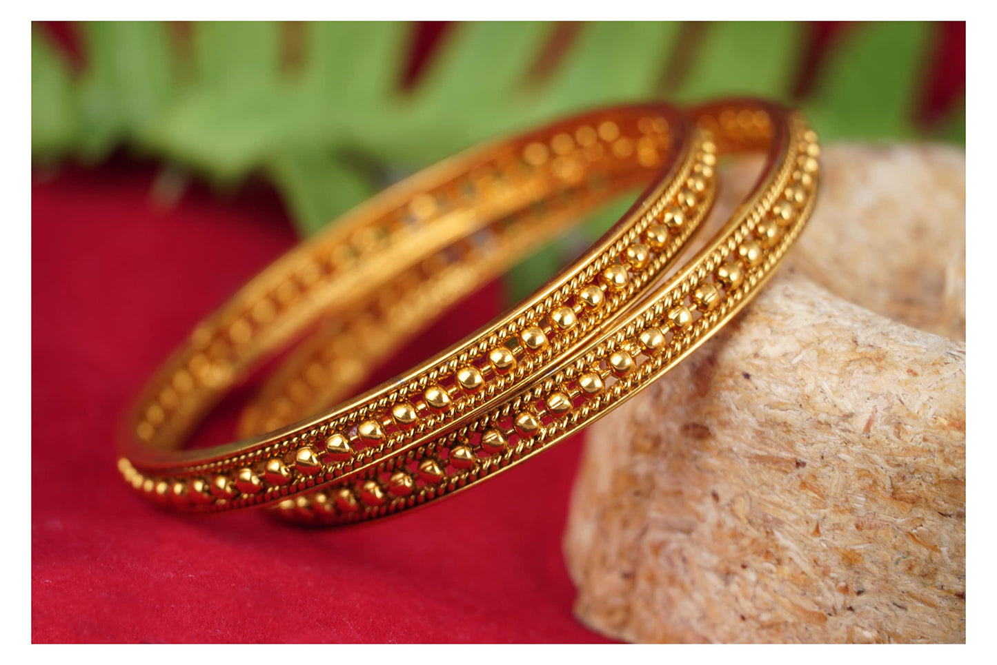 One Gram Gold Plated Golden Bead Bangle Set