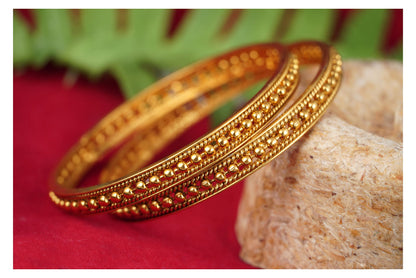 One Gram Gold Plated Golden Bead Bangle Set