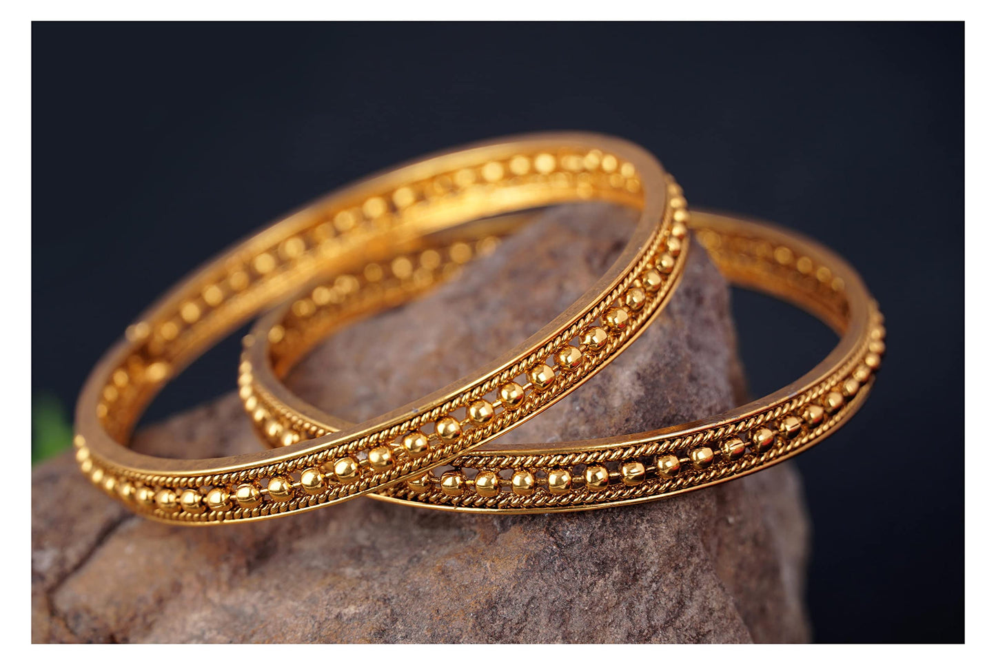 One Gram Gold Plated Golden Bead Bangle Set