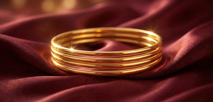 One Gram Gold Plated Bangle Set Golden