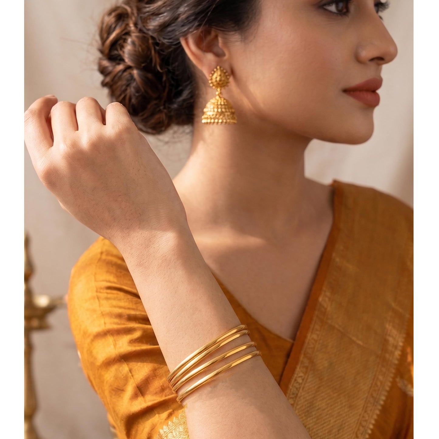 One Gram Gold Plated Bangle Set Golden
